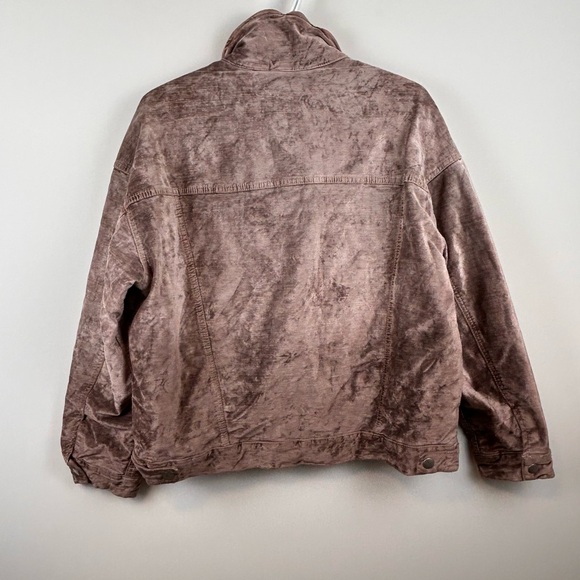 Free People Velvet Trucker Jacket size XS/S crushed velvet oversized mauve tan - Picture 3 of 14